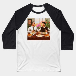 Mixed Race Gay Couple Thanksgiving Dinner Baseball T-Shirt